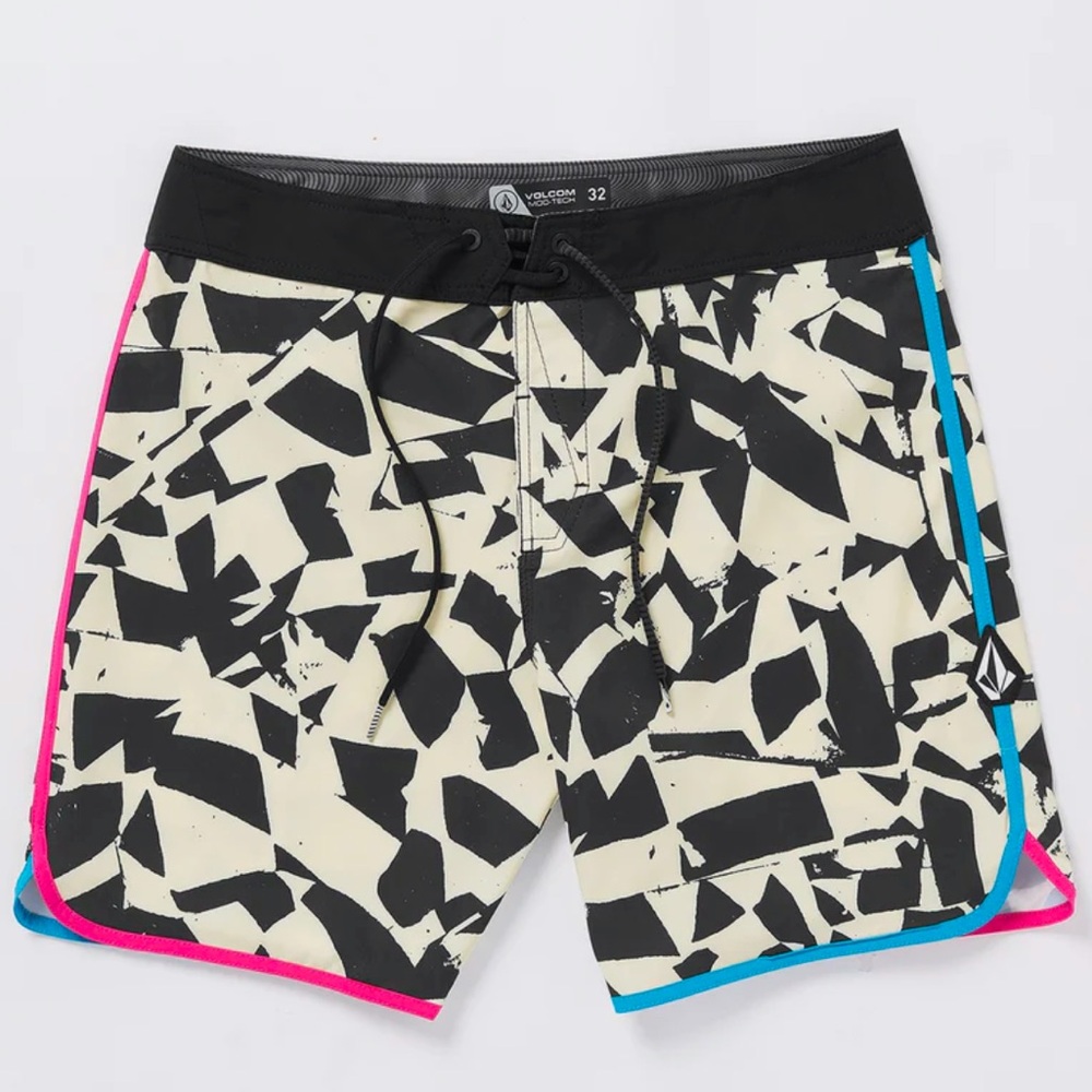 Volcom: MOD-TECH TRUNKS - BLACK WHITE Board short Sz: 31
